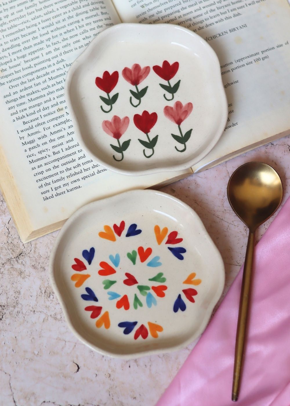 Handmade LoveisLove & Pastel Tulip Handmade Dessert Plate