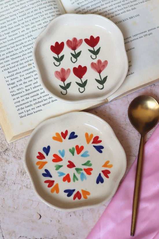 Handmade LoveisLove & Pastel Tulip Handmade Dessert Plate