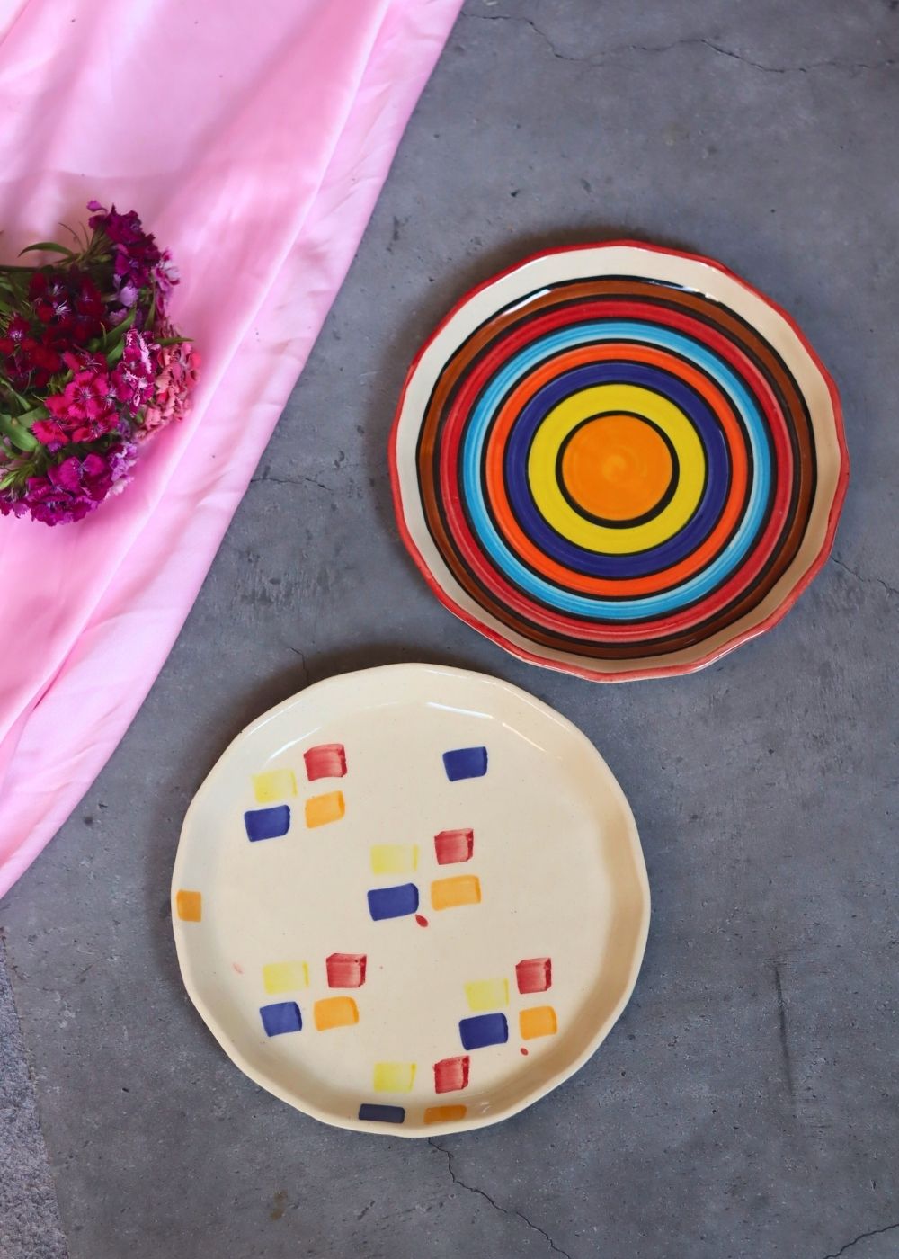 Handmade Rainbow swirl & Crayon Snack Plate