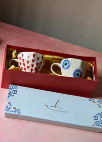 Heart & evil eye mug set in a gift box 
