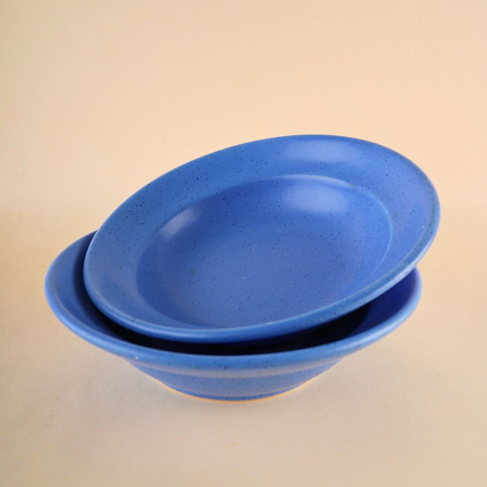 matte blue pasta plate handmade in india