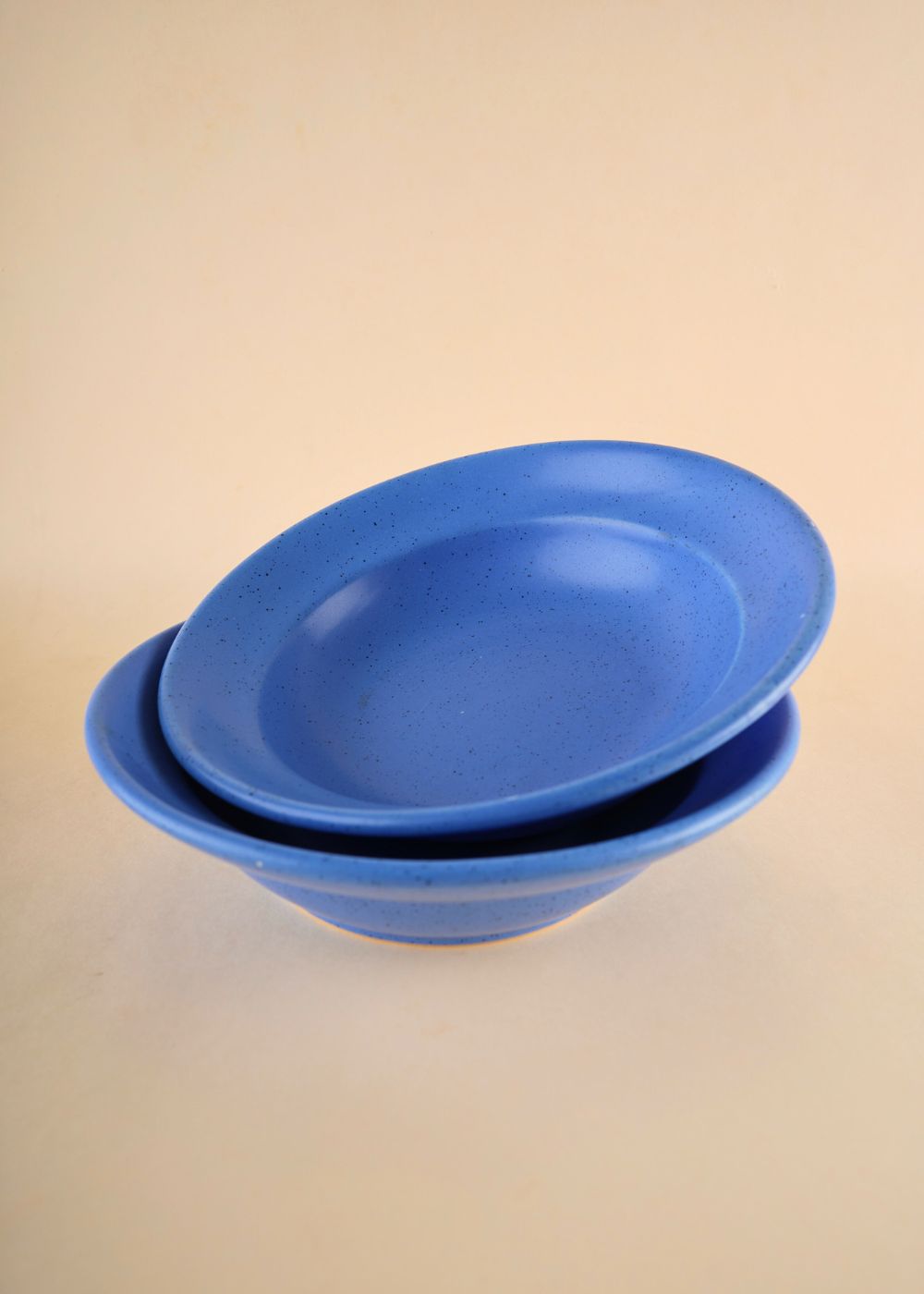 matte blue pasta plate handmade in india