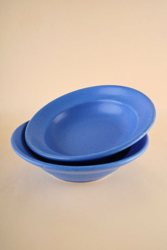 matte blue pasta plate handmade in india