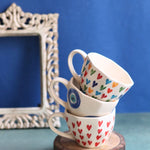 Set of 3 - Heart Swirl Mugs handmade in india