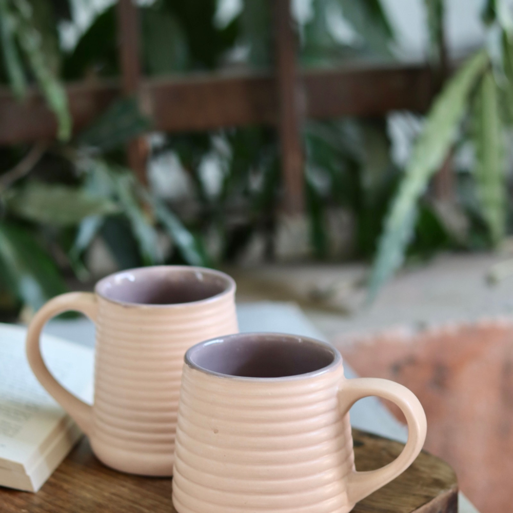 peach & grey coffee mug, made by ceramic handmade coffee mug, combo