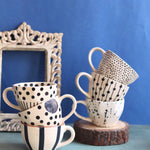 Set of 6 [Black&White] Handmade Mugs (For the price of 5) handmade in india