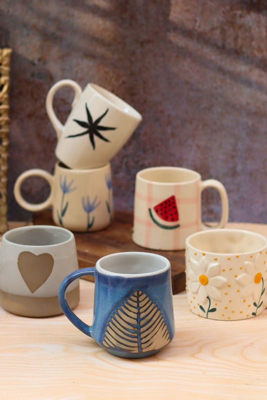 Set of 6 Ceramic Mugs (for the price of 5) handmade in India