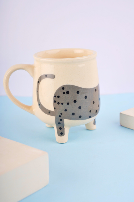 grey cat mug with white & grey color