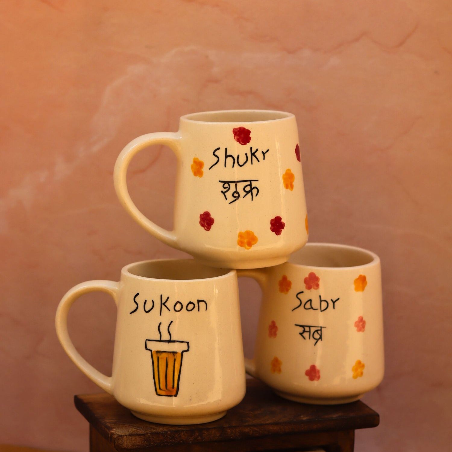 Set of 3 - Brew thoughts mugs combo handmade in India