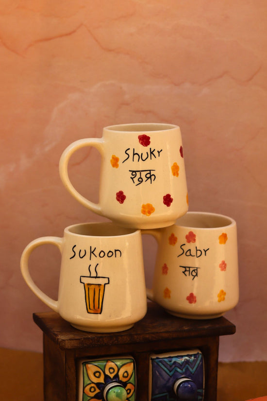 Set of 3 - Brew thoughts mugs combo handmade in India