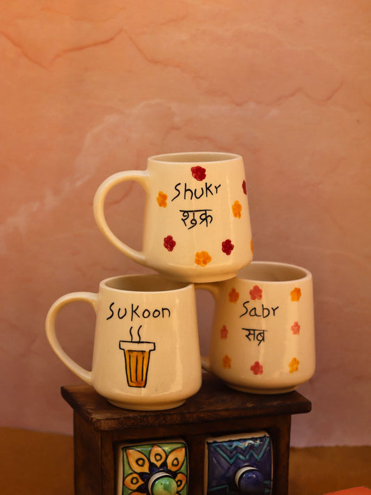Set of 3 - Brew thoughts mugs combo handmade in India