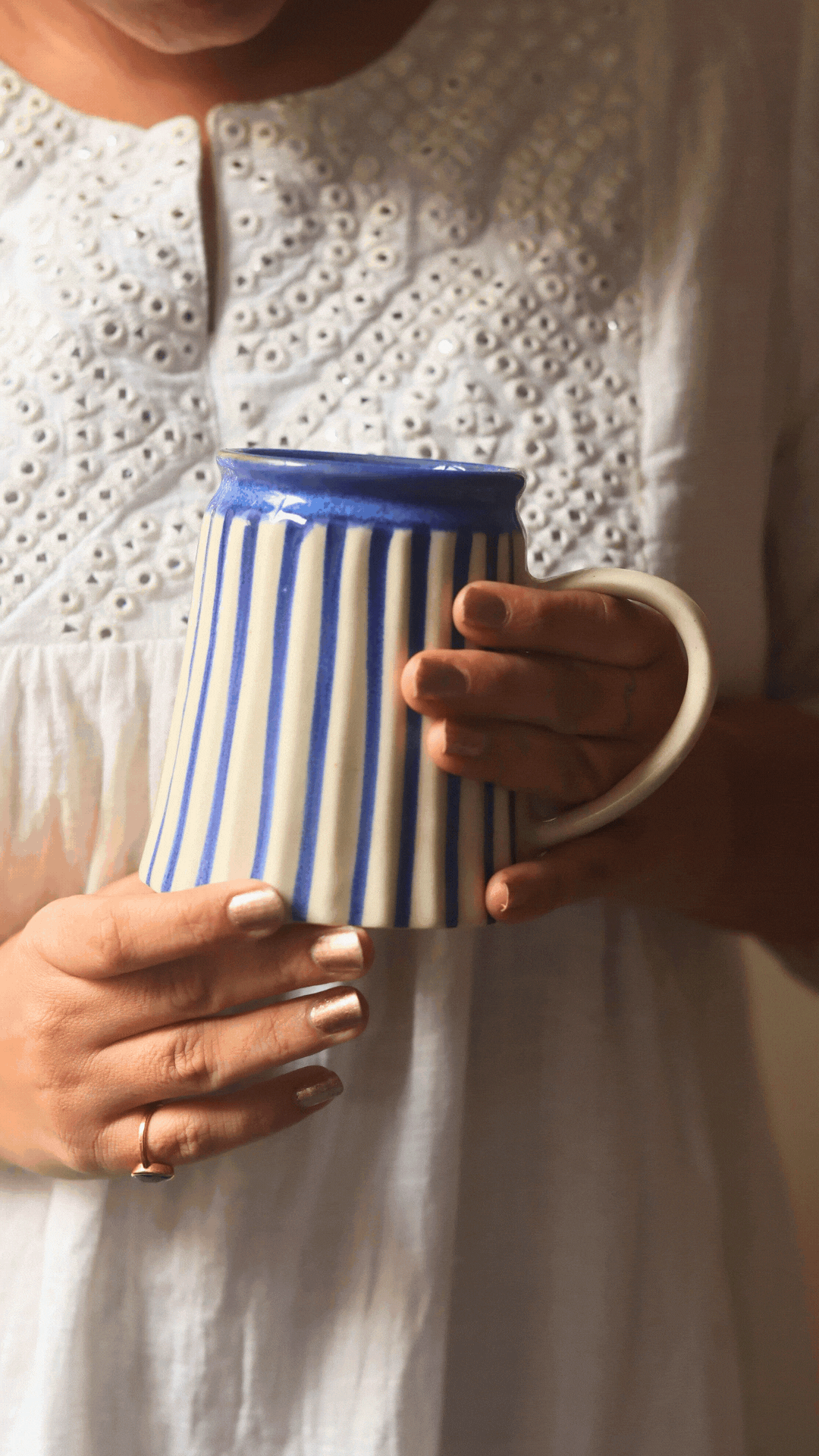 Striped Blue Beer Mug for your favourite beverage