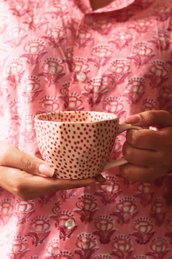 Deep Red Polka Mugs for your delicious coffee