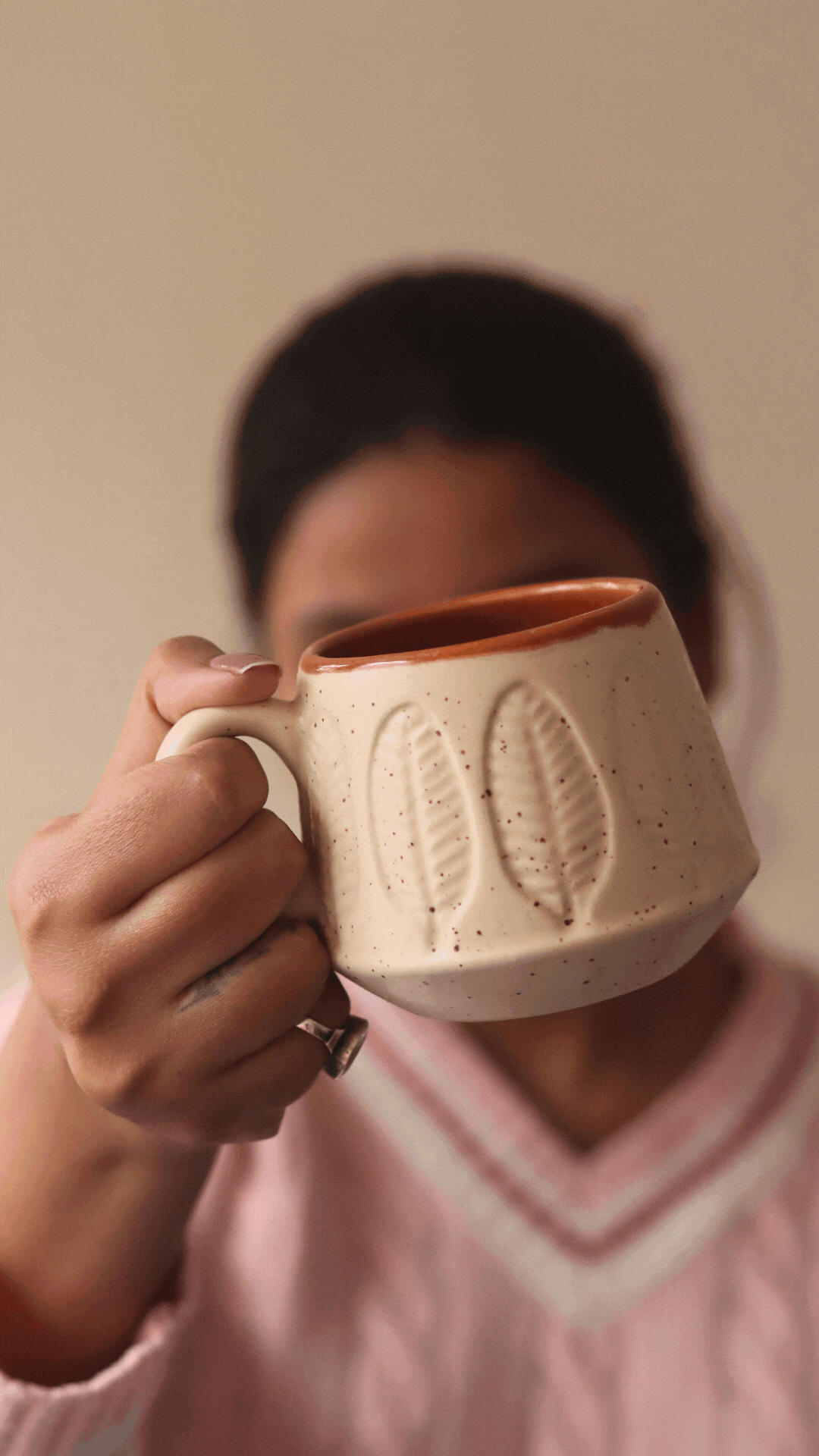 White Serene Leaf Coffee Mug for your delicious coffee