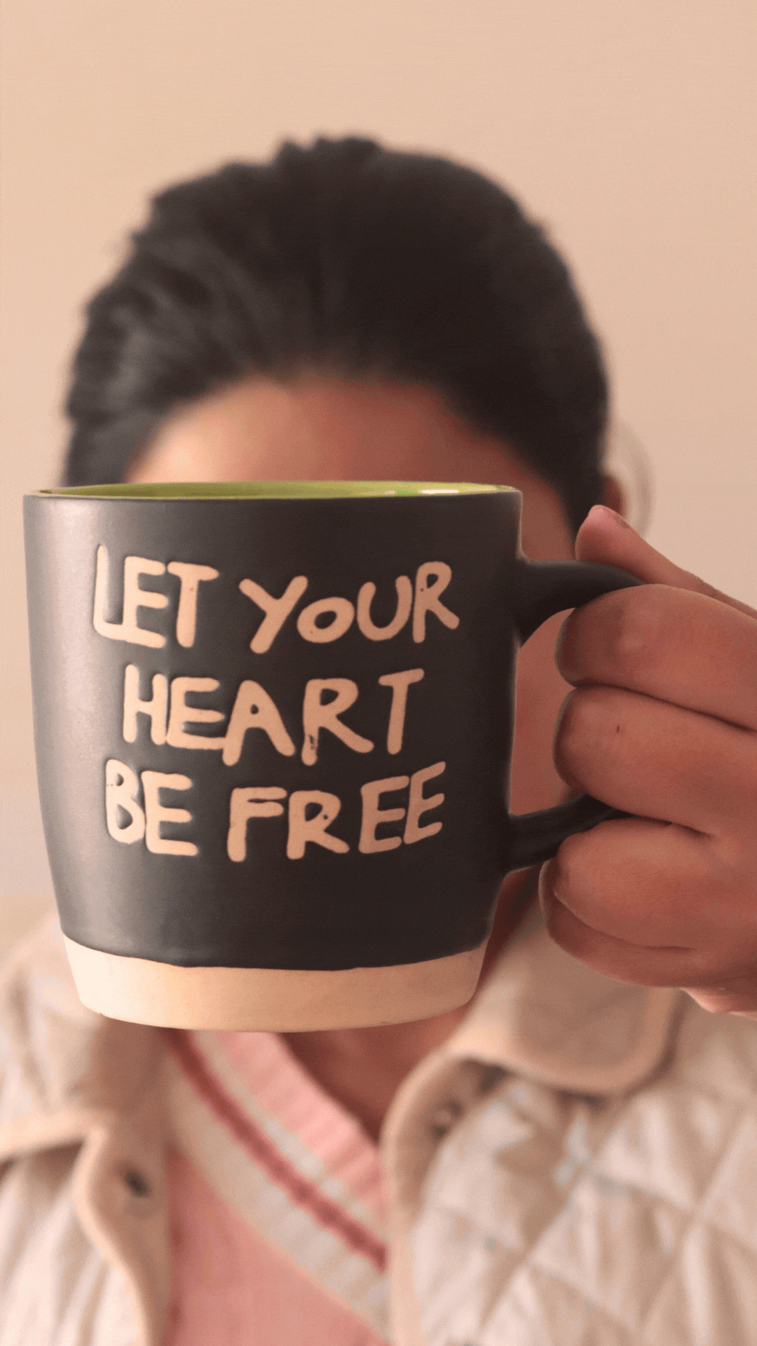 Let Your Heart Be Free Mug - Black for your morning coffee