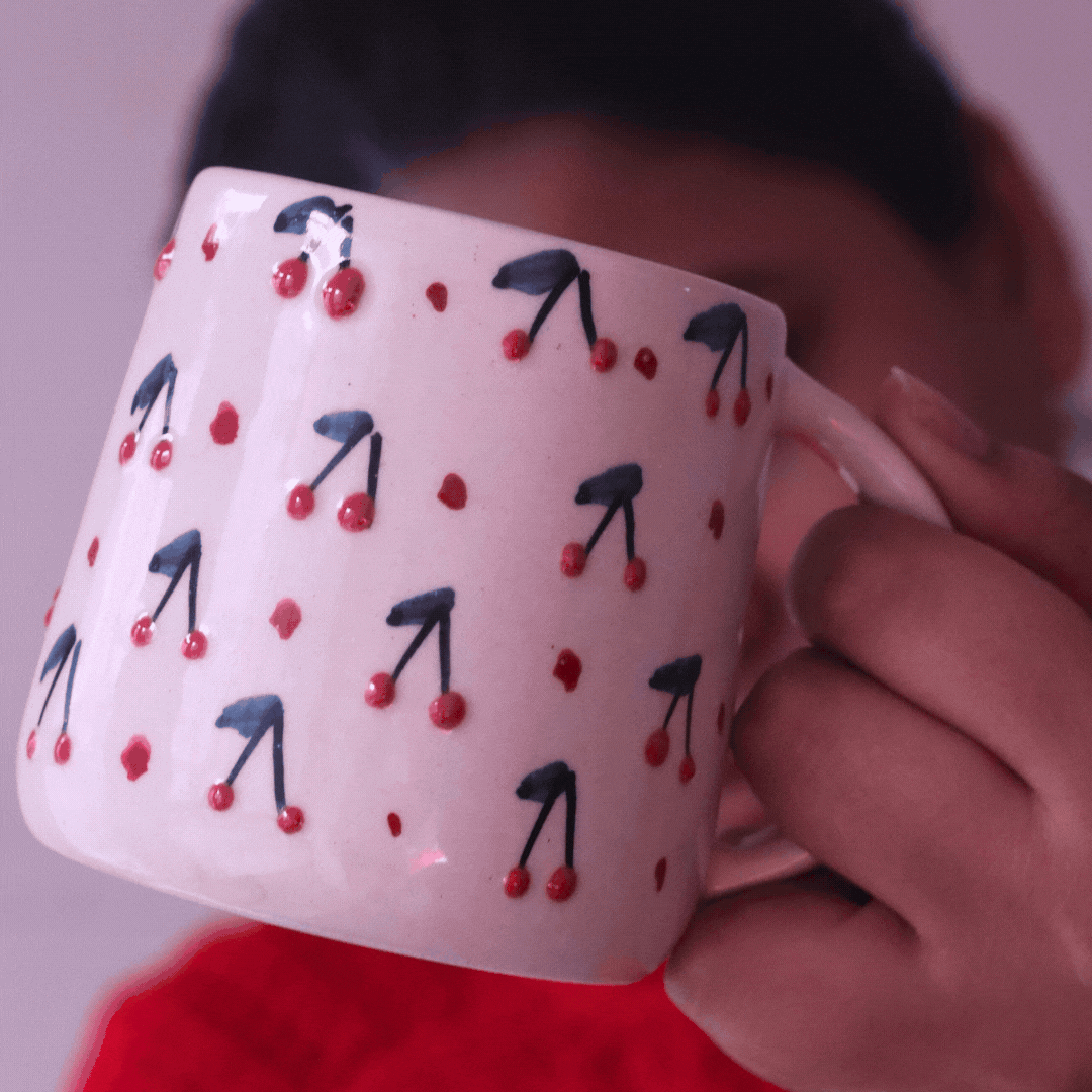 Cherry Embrossed Mug for your morning coffee 