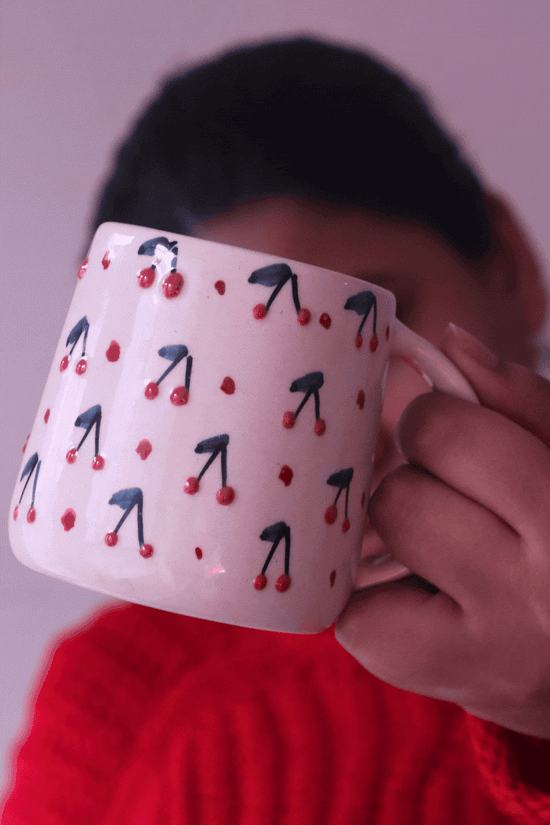 Cherry Embrossed Mug for your morning coffee 