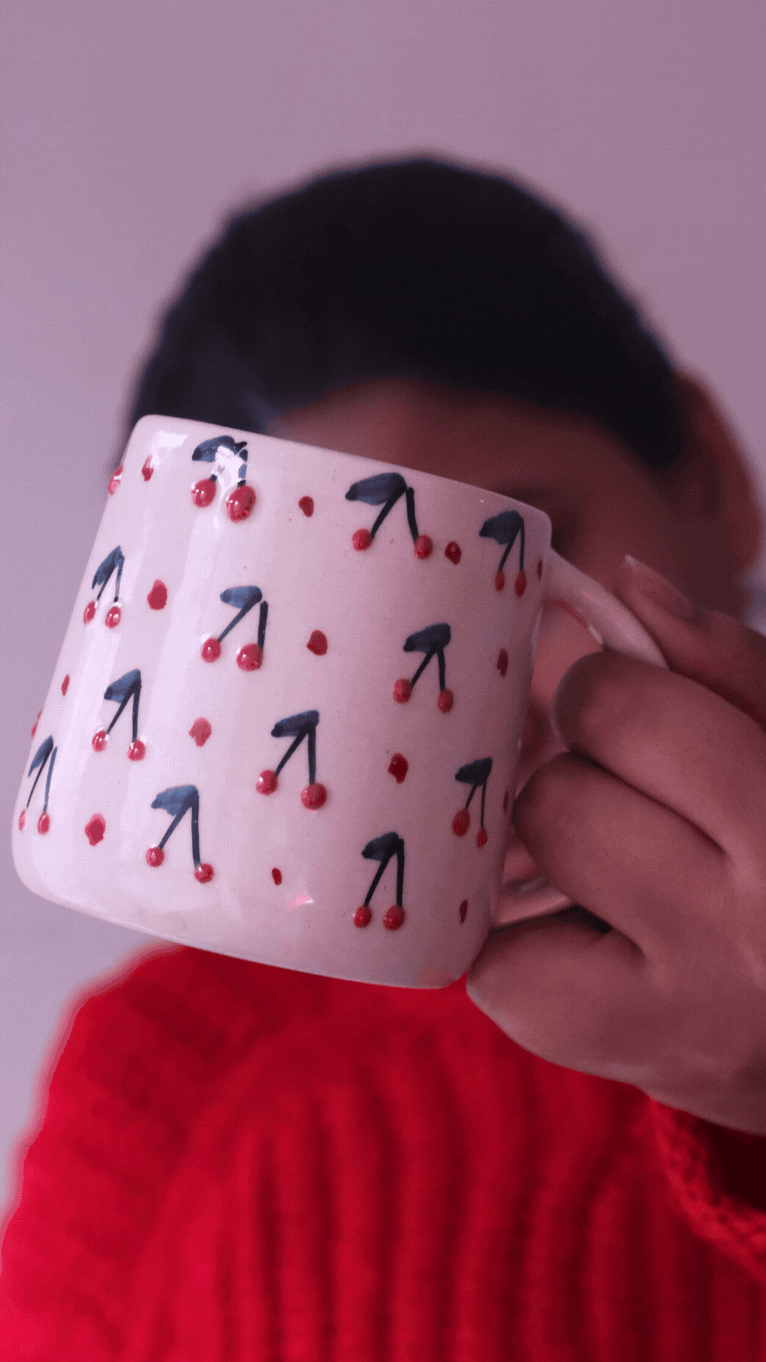 Cherry Embrossed Mug for your morning coffee 