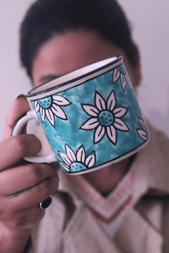 Teal Daisy Mugs for your morning coffee