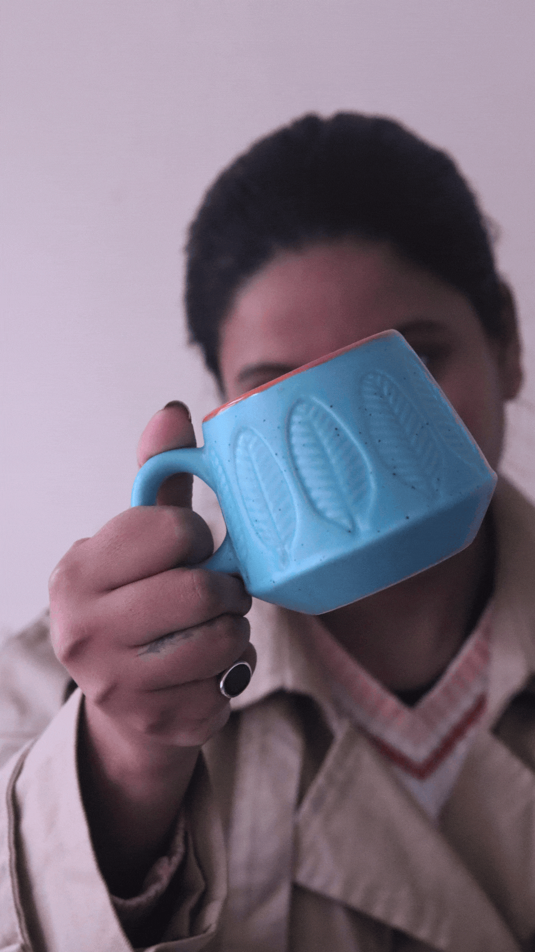 Blue Serene Leaf Coffee Mug for your morning coffee