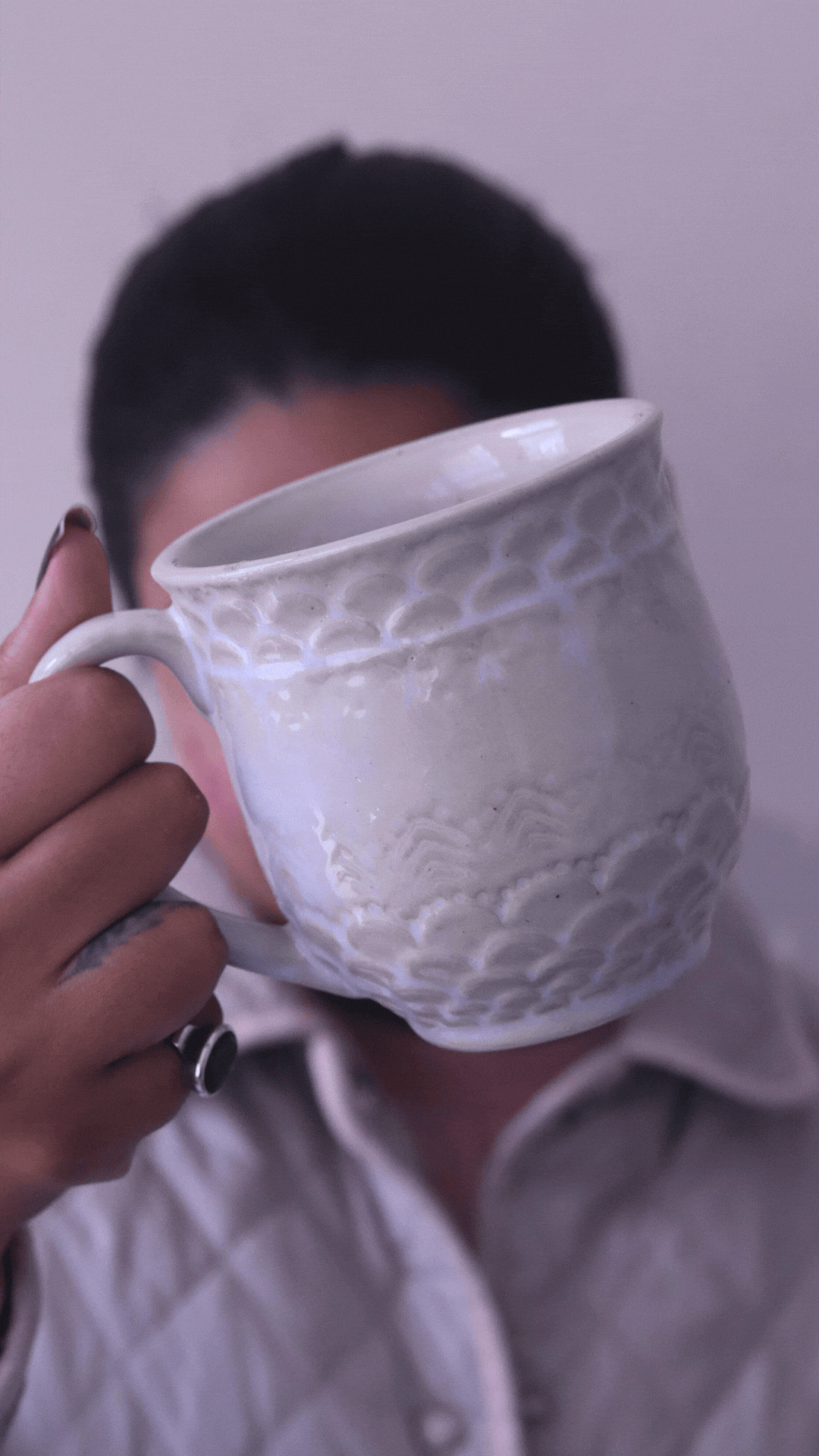 Pearl White Textured Coffee Mug for your morning coffee