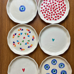 heart & evil eye snack plates handmade in india