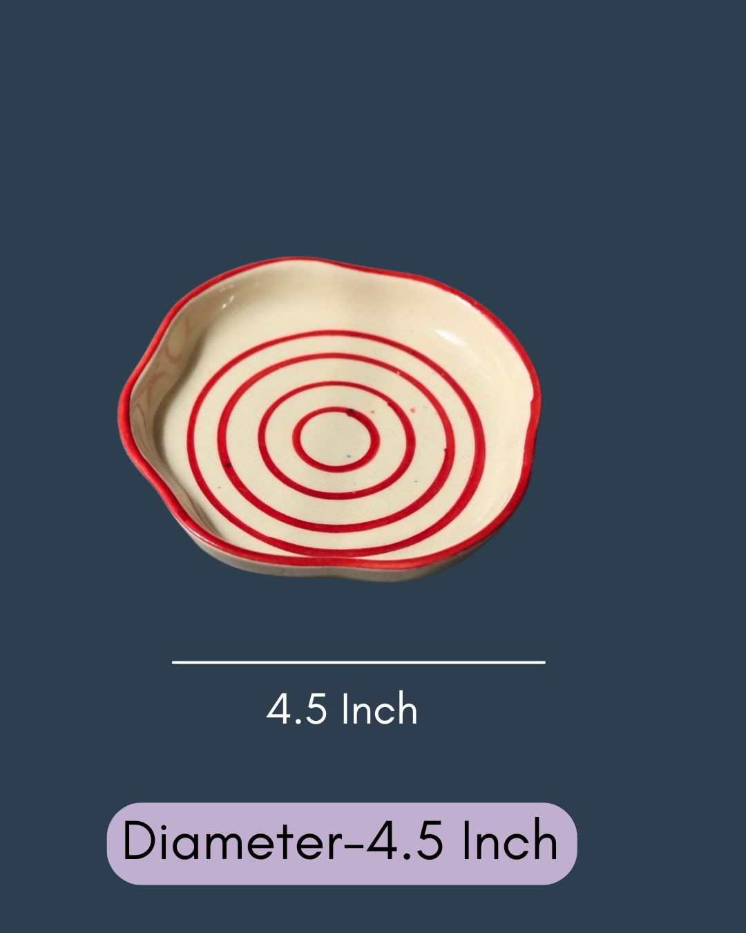 Red Lined Handmade Dessert Plate