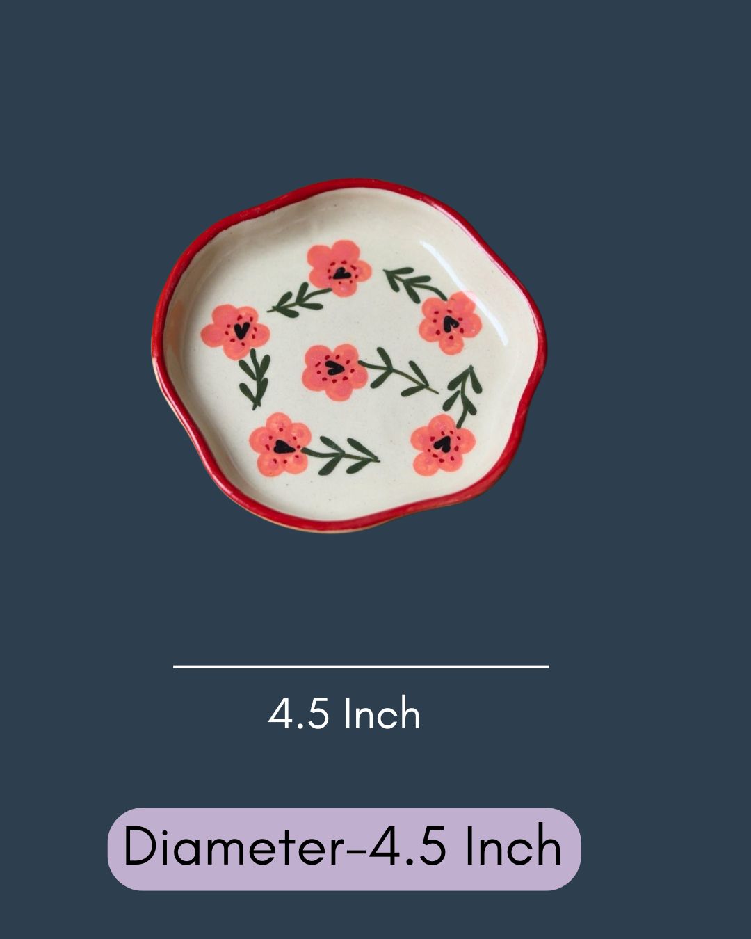 Poppy Flower Handmade Dessert Plate