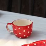 Red & white coffee mug handmade 