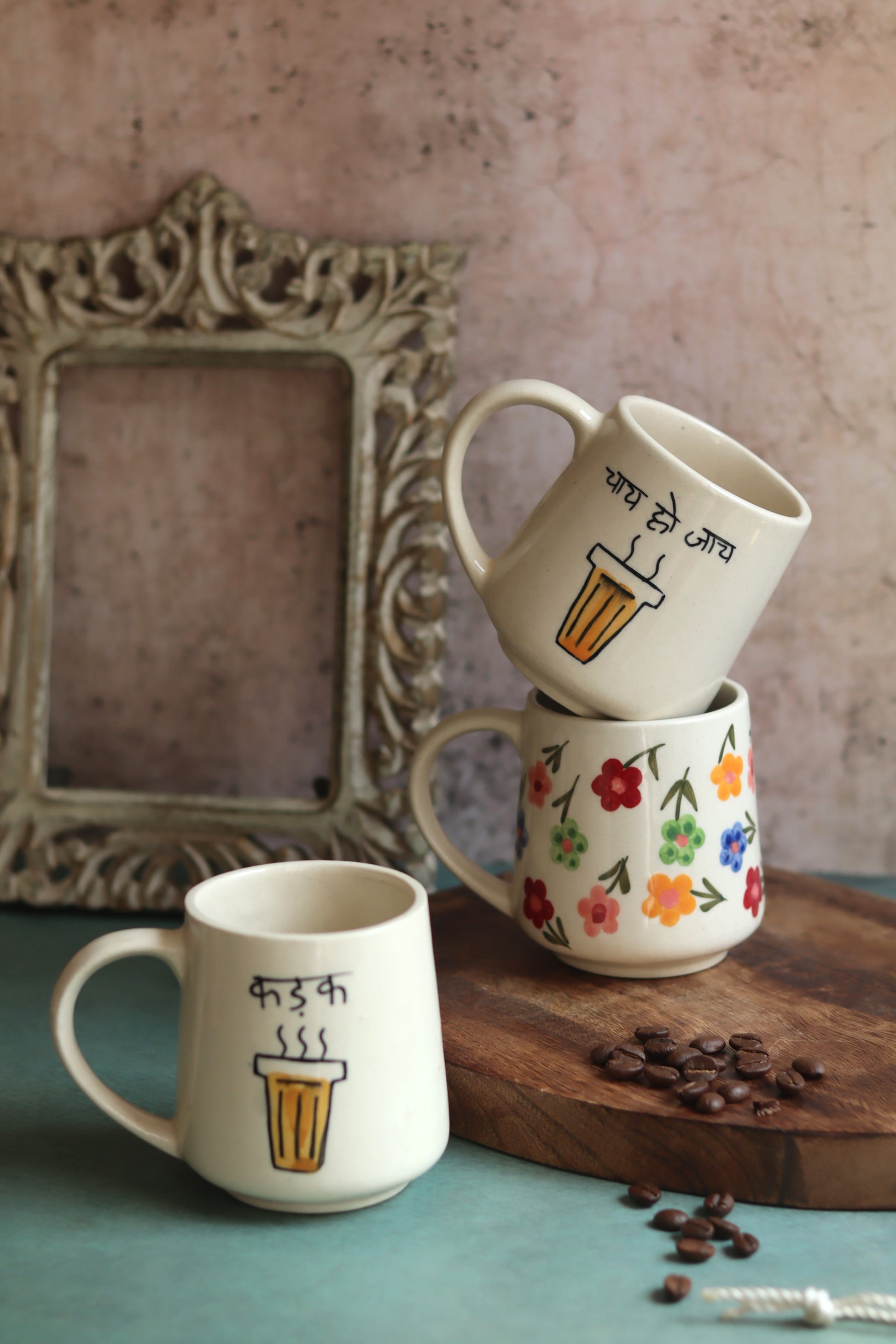 Set of 3 - Floral Chai Mugs