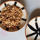 handmade wheel Cereal bowl with beautiful dessert