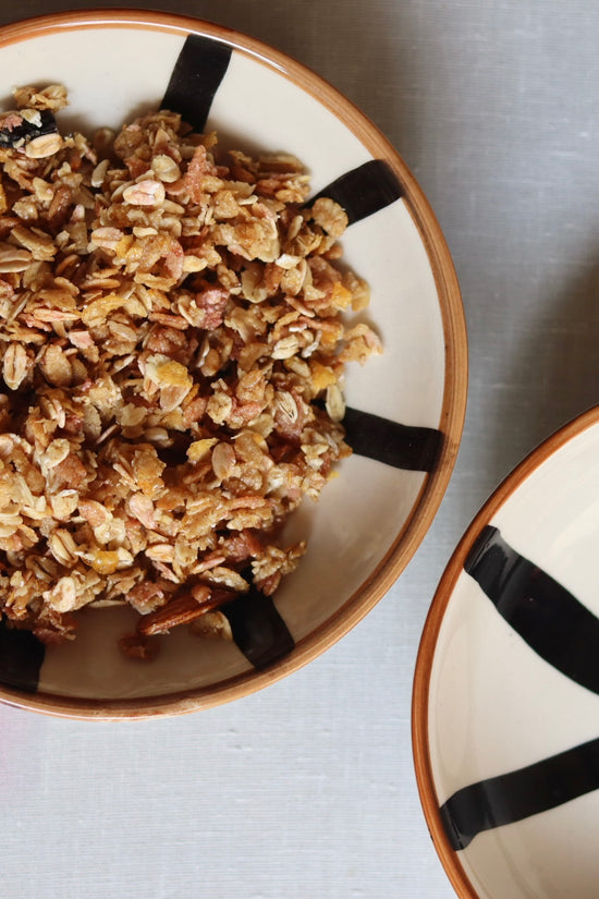 handmade wheel Cereal bowl with beautiful dessert