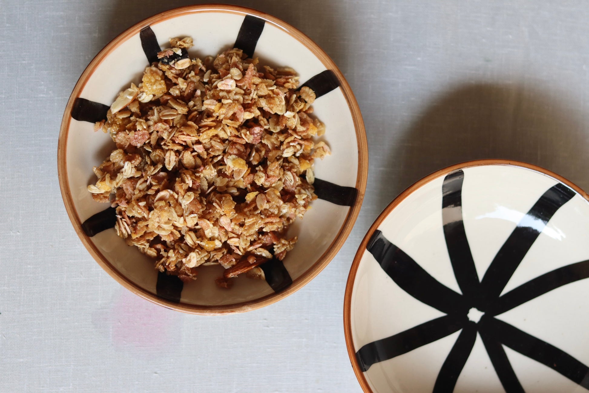 handmade wheel Cereal bowl with beautiful dessert