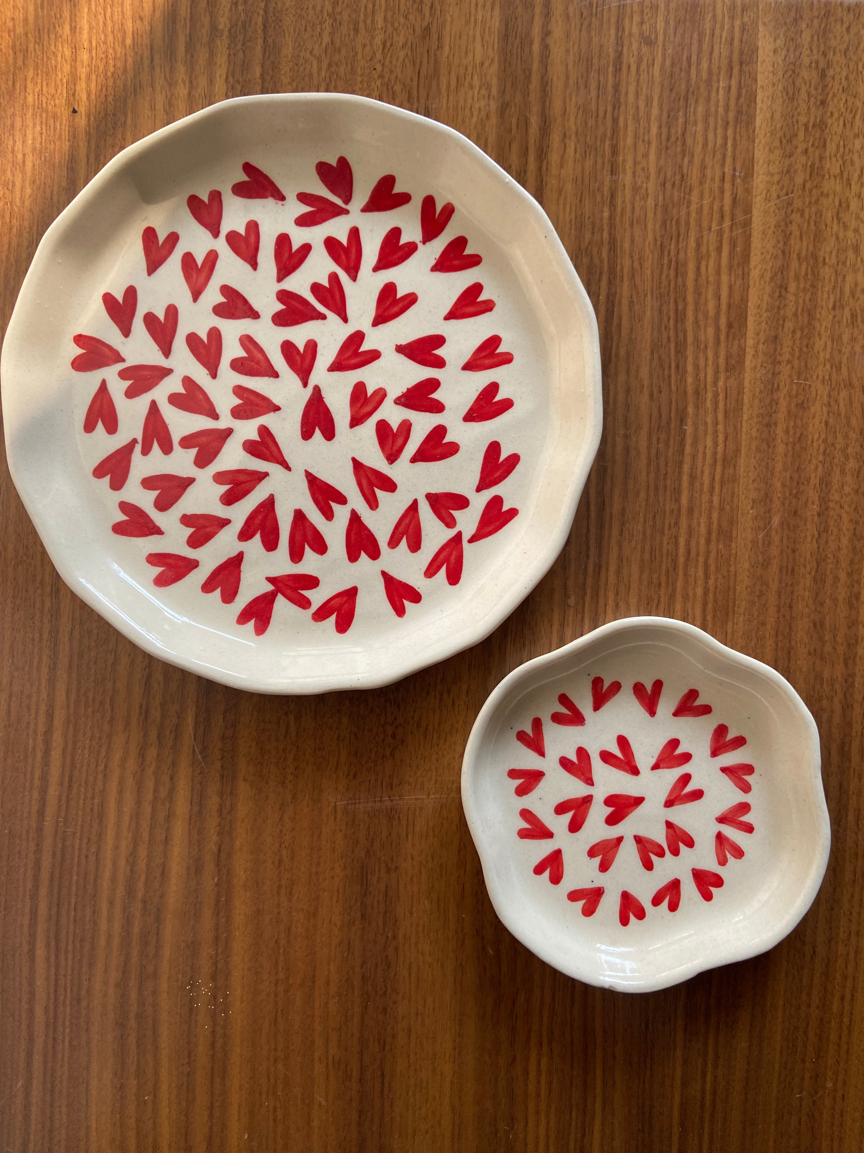 handmade all heart snack plate with lovely dessert plate 