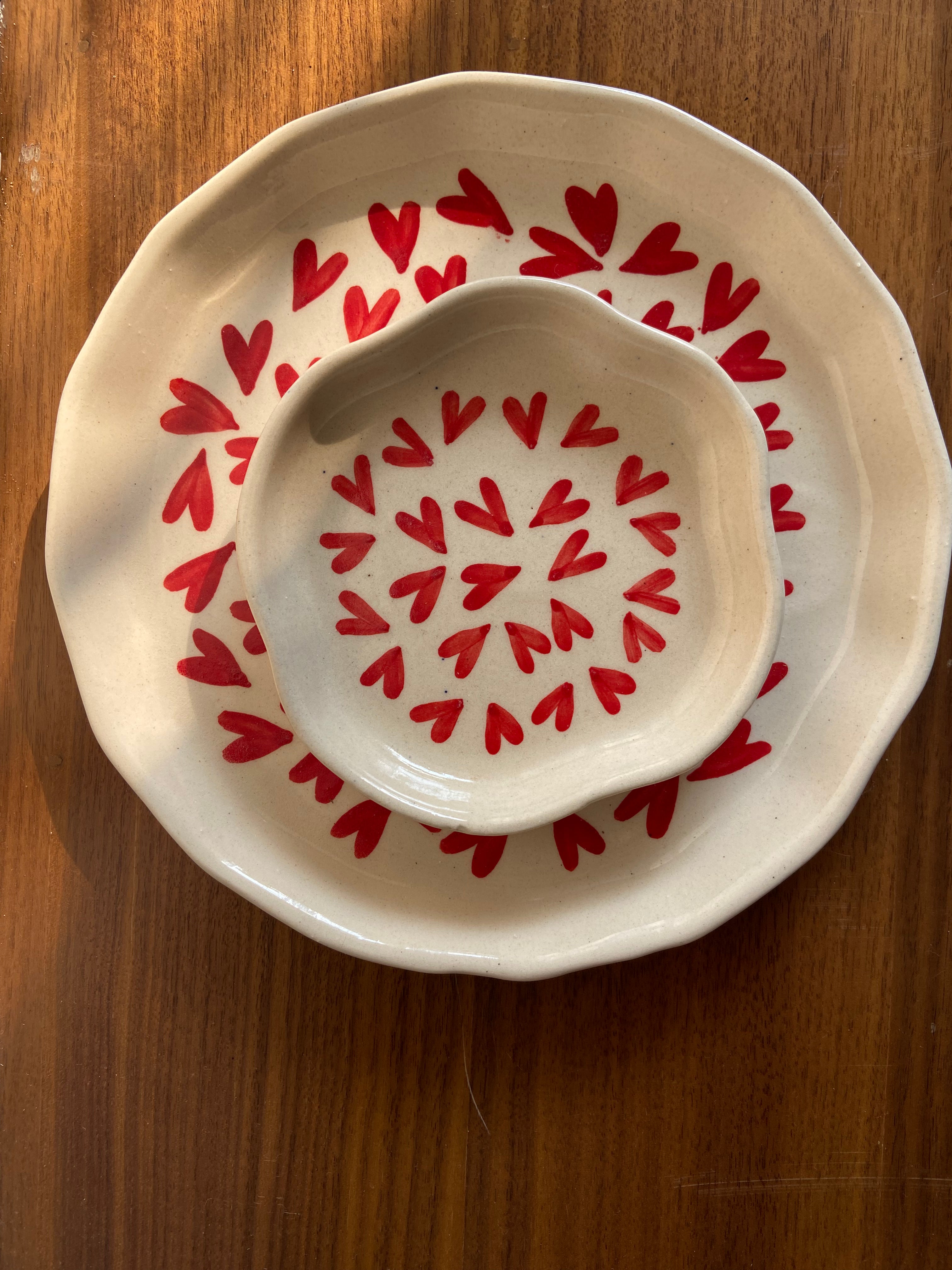 all heart snack plate & dessert plate made by ceramic 