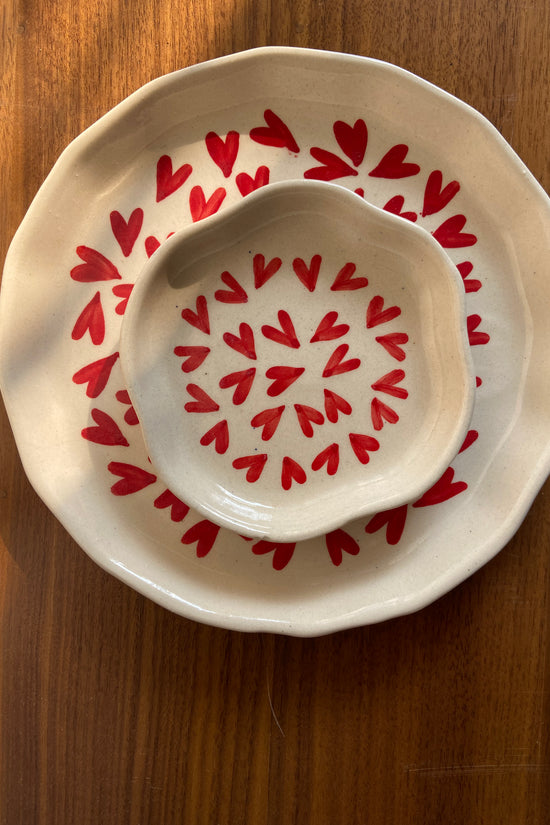 all heart snack plate & dessert plate made by ceramic 