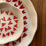 red & white snack plate & dessert plate combo set of two