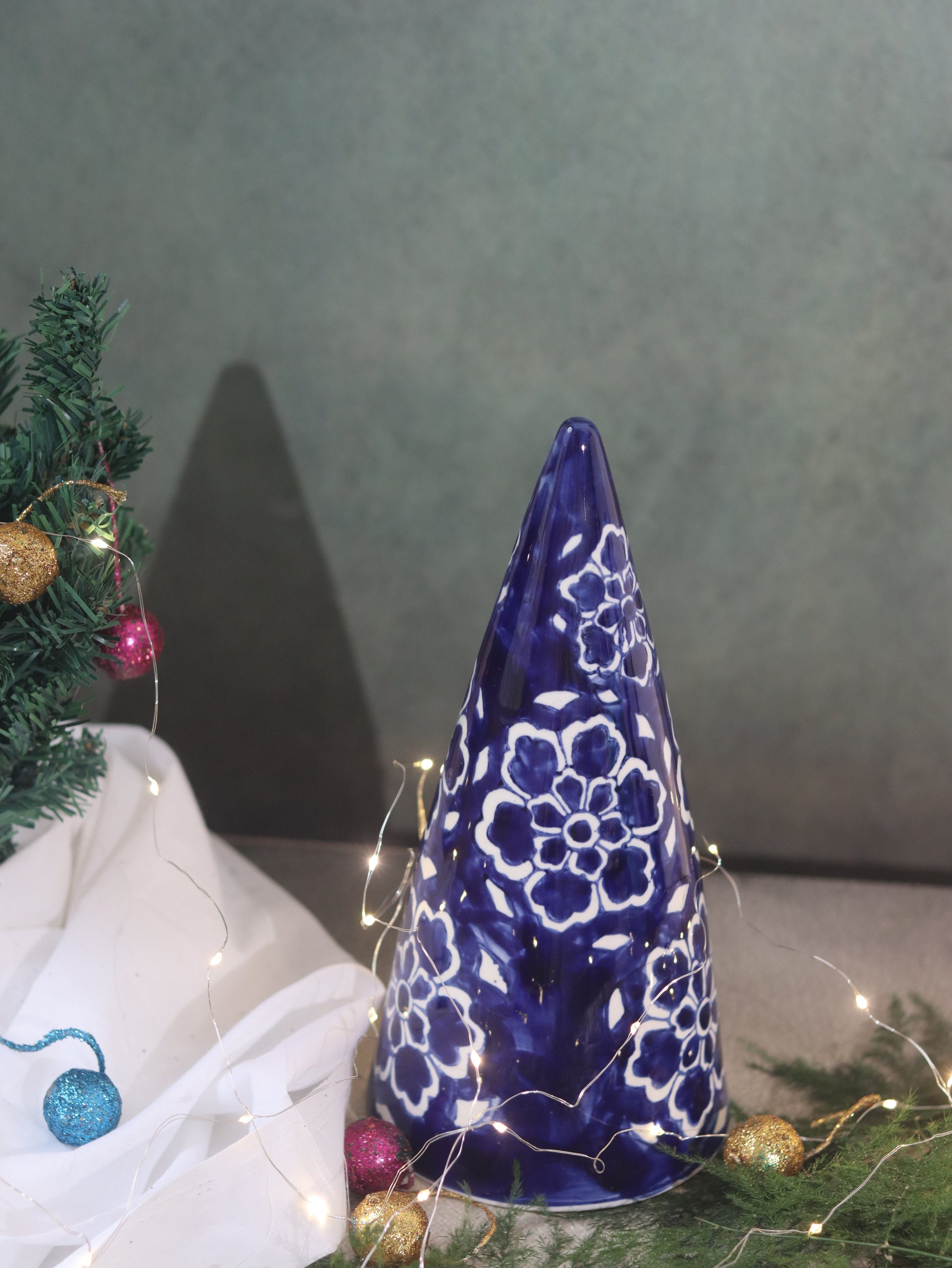 Blue Floral Christmas Tree