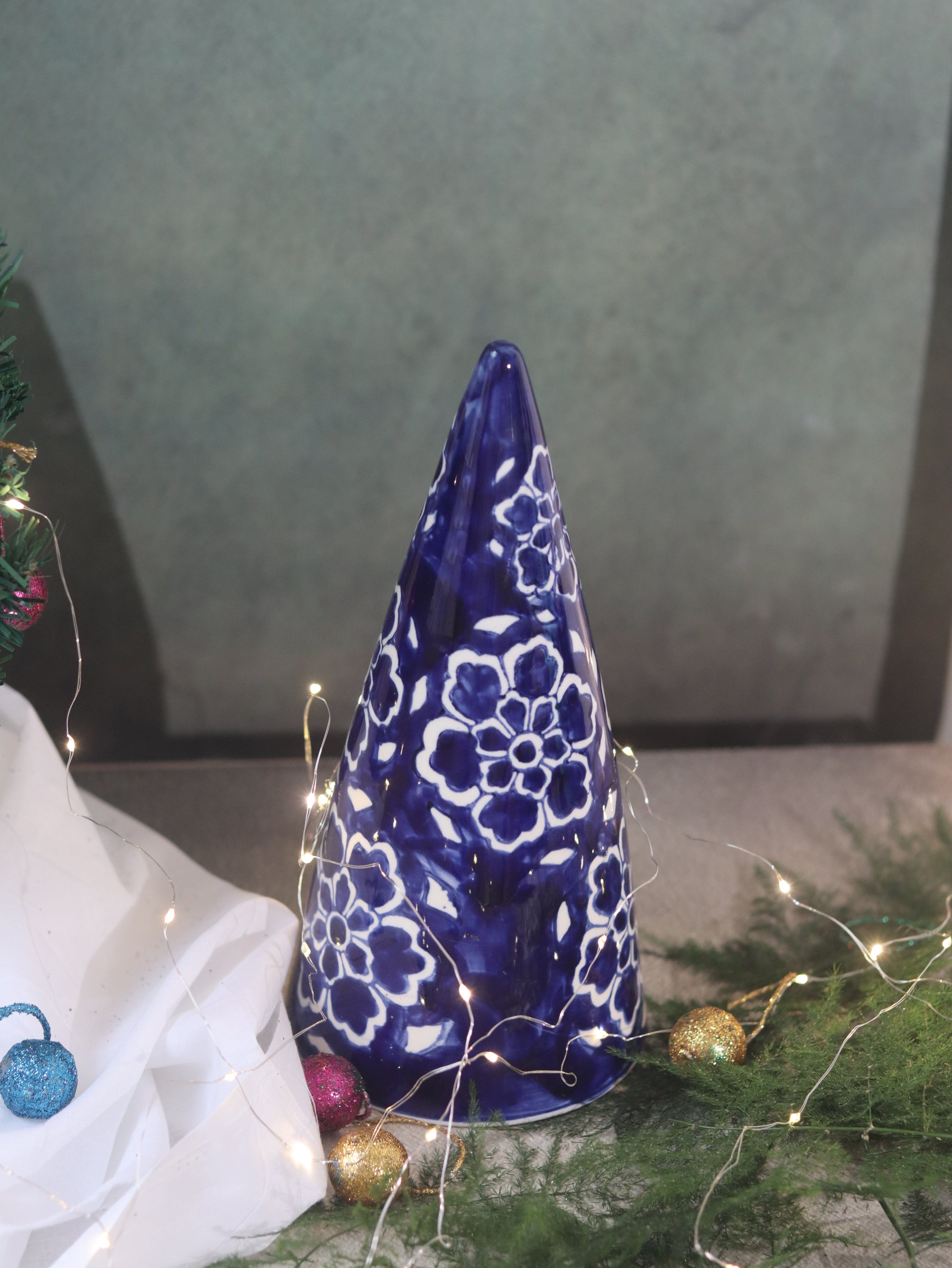 Blue Floral Christmas Tree