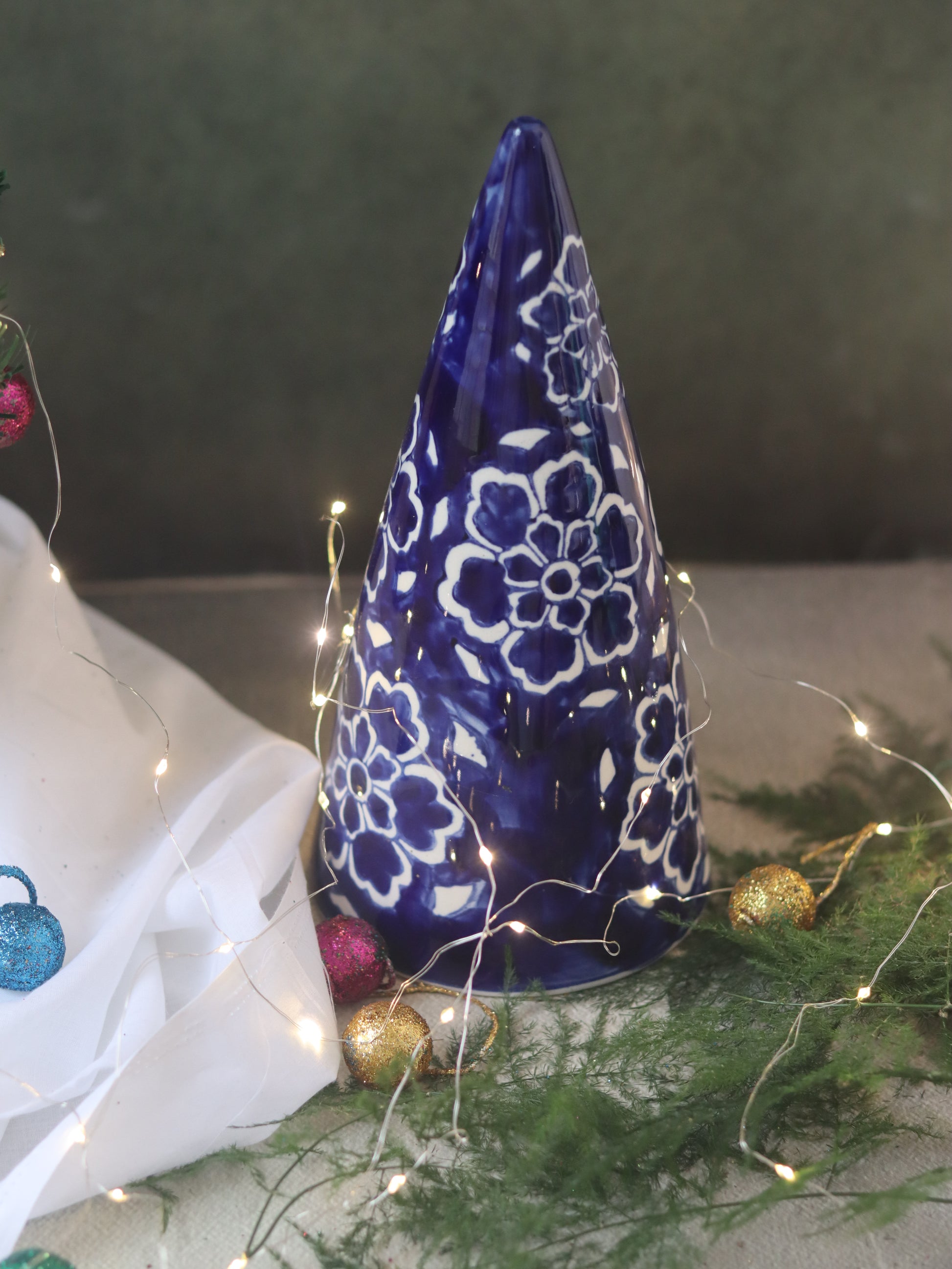 Blue Floral Christmas Tree