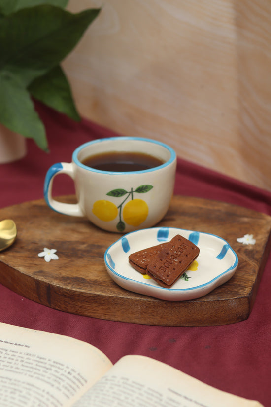 Set of 2 - Lemon Mug & Handmade Dessert Plate combo