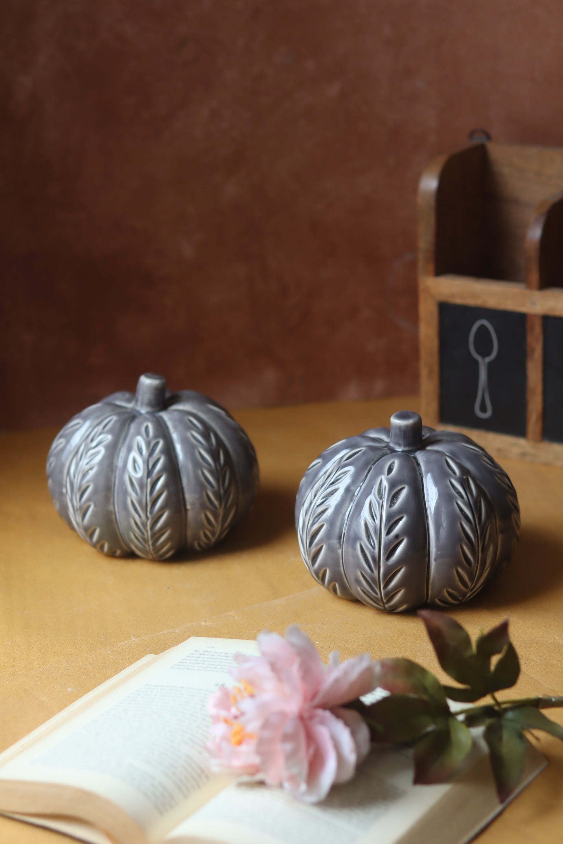 Grey Carved Pumpkin