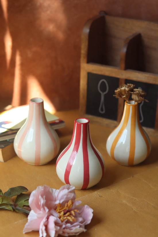 Set of 3 - Striped Vases