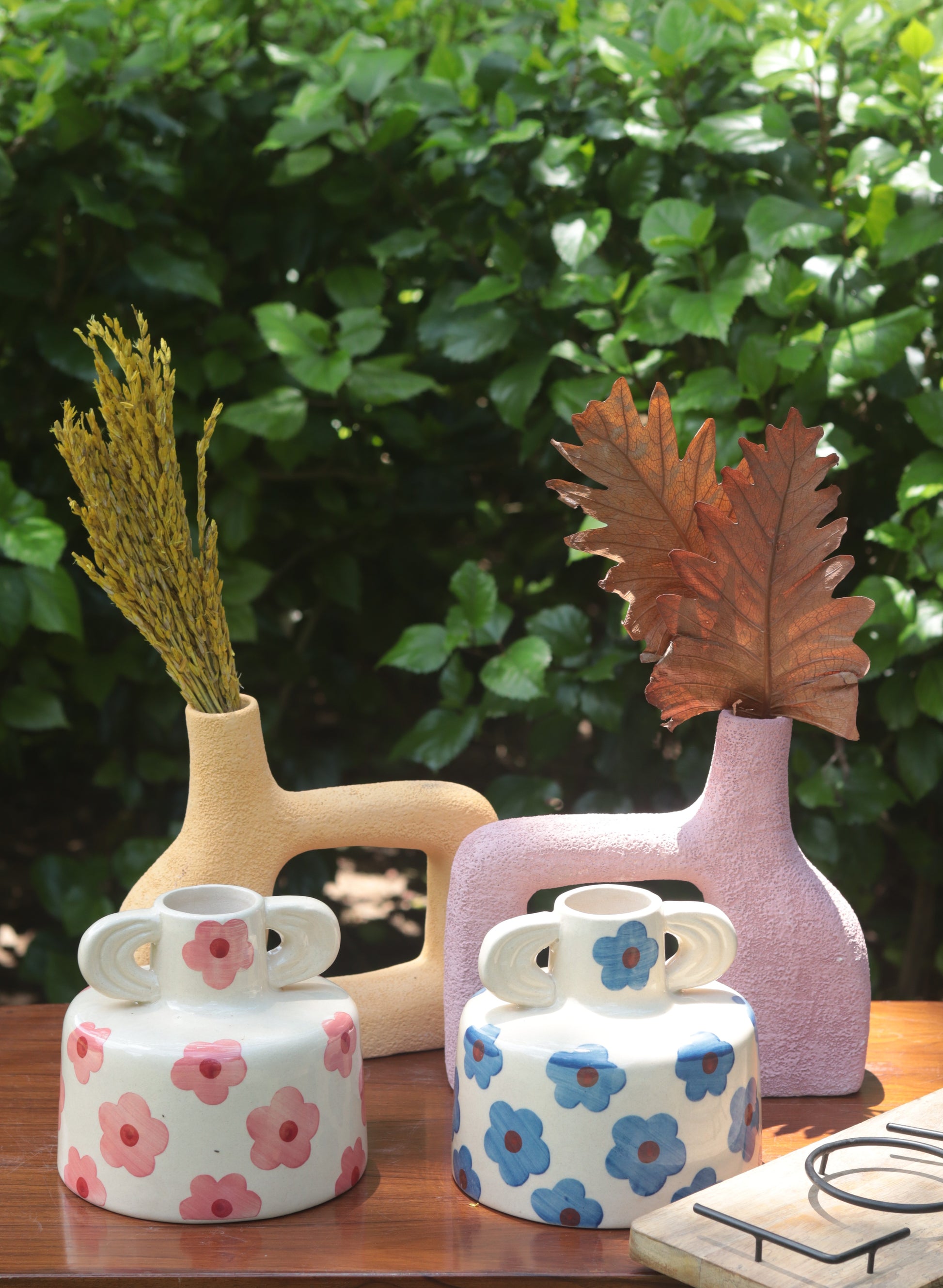 Set of 4 - Square & Floral Vases