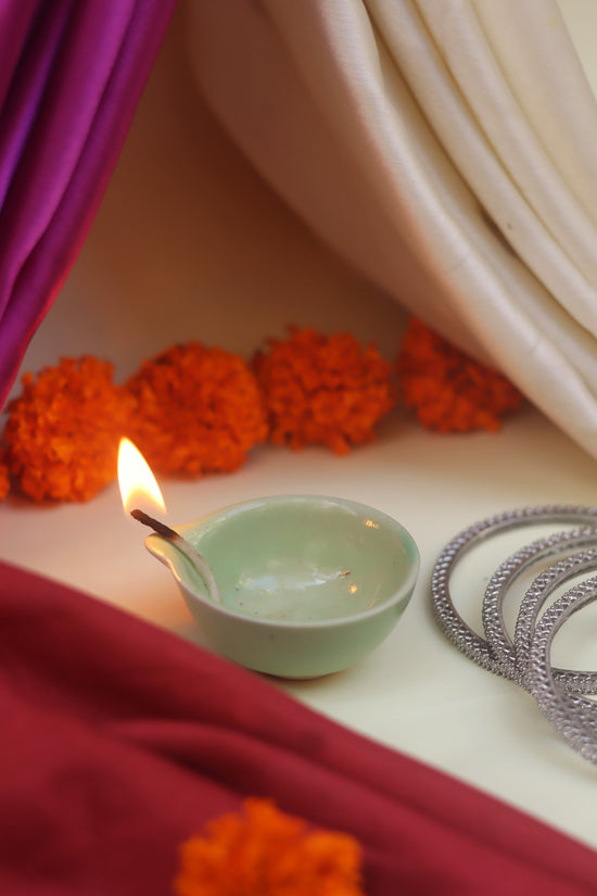 Set of 4 Essential Diwali Diya - Green
