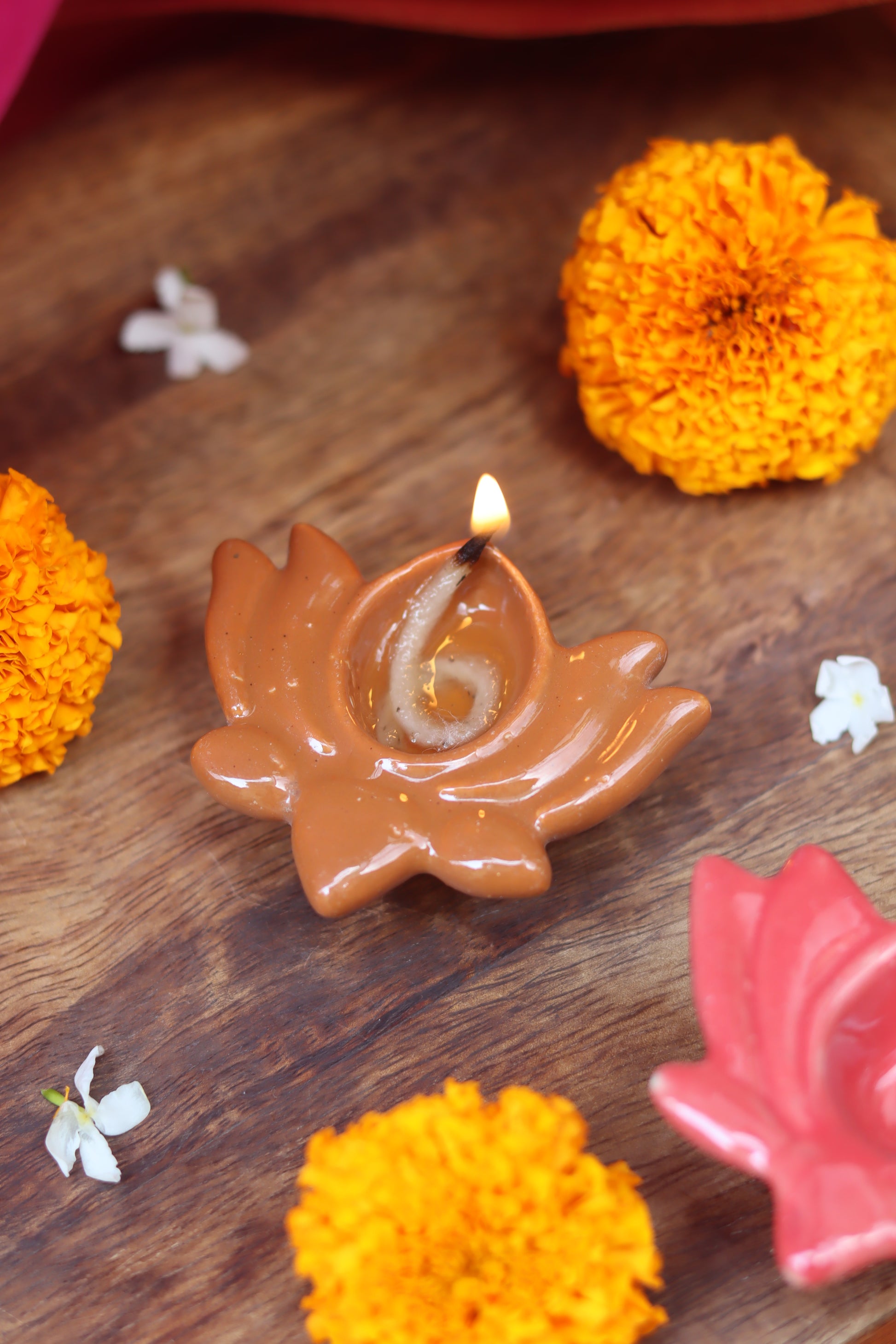 Set of 4 - Rust Lotus Diya