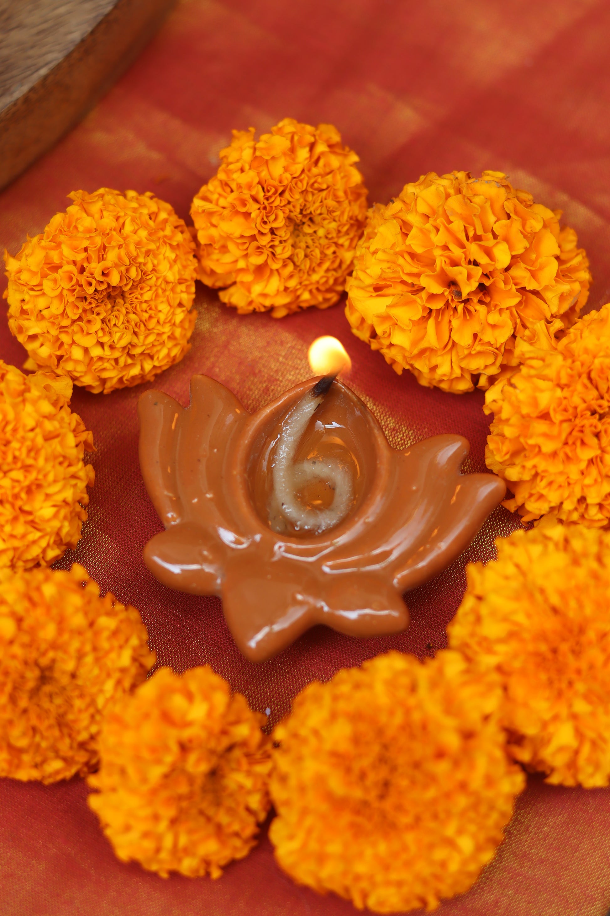 Set of 4 - Rust Lotus Diya