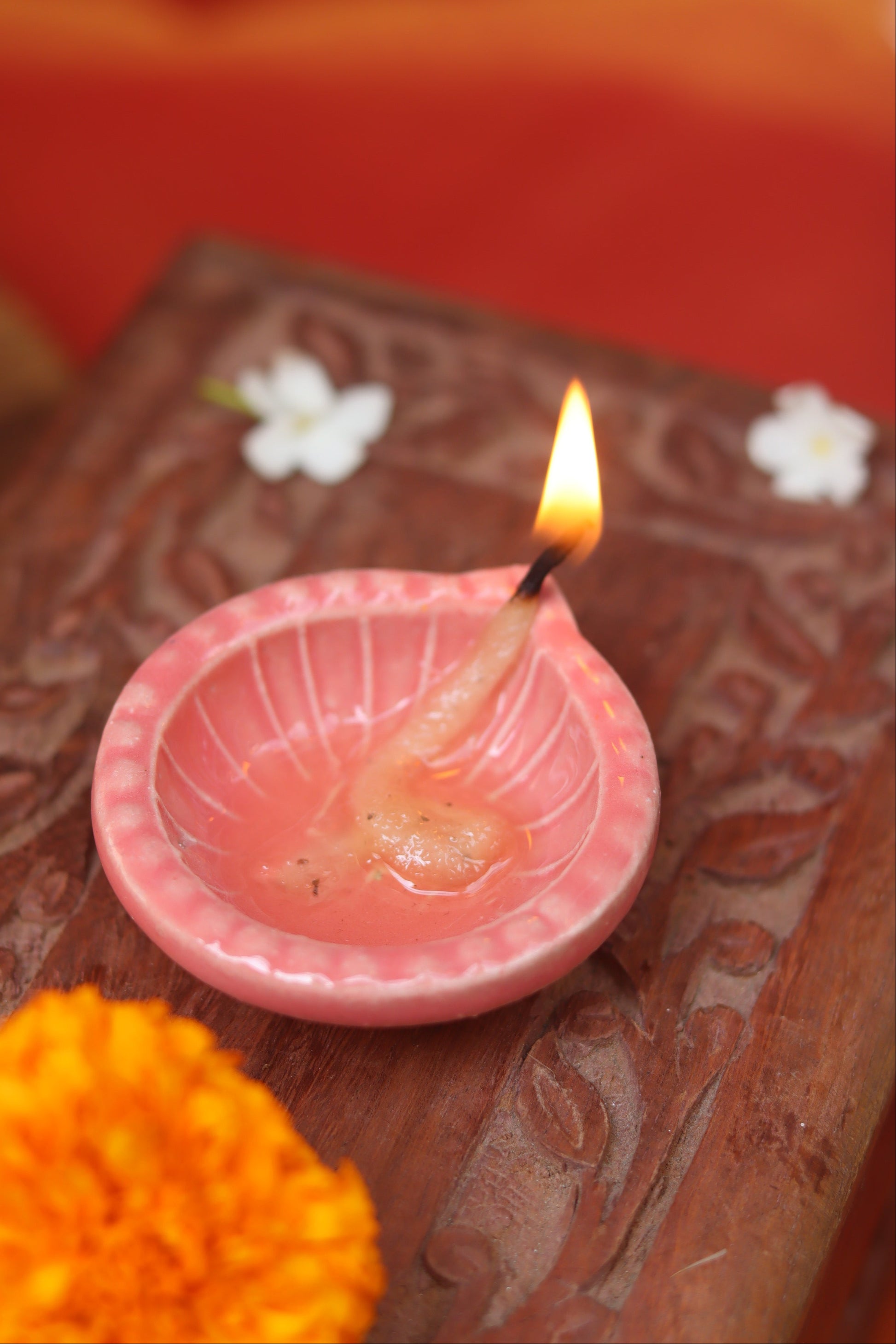 Set of 4 - Diwali Diya - pink
