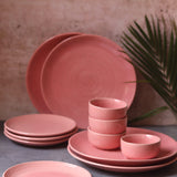 Set of 12 - Rosy Pink Dinner Set