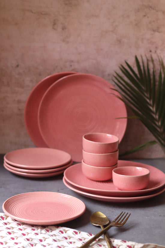 Set of 12 - Rosy Pink Dinner Set